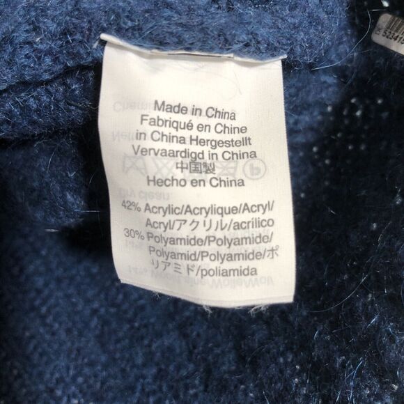 J. Crew Point Sur Sweater Womens Small Blue Mohair Wool Ribbed Chunky Turtleneck - Picture 10 of 16